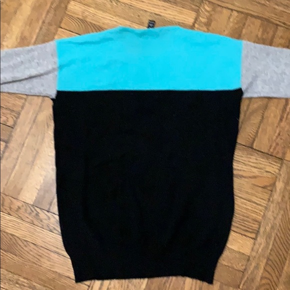 Cashmere colorblock sweater aqua bloomingdales - Picture 4 of 4
